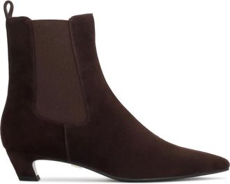Kazar Su&egrave;de enkellaarsjes met spitse neus - Dames - Laarzen met Hak - Bruin - 38 EU - Su&egrave;de - Schoenen
