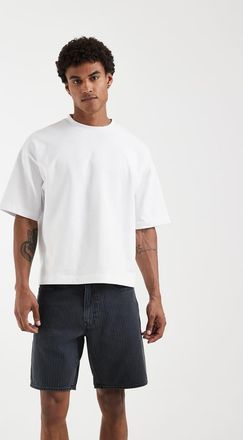Levi's 468 - Pantaloncini ampi in denim neri a righe tono su tono-Nero