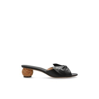 Ferragamo Heeled Mules, female, Black, Size: 10 1/2 US Leather Heeled Mules