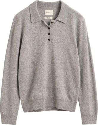 GANT Ronde hals gebreid - Dames - Ronde hals truien - Grijs - M - Wol - Truien & Vesten