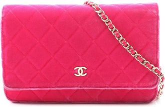 Chanel 2015-2016 CC Wallet on Chain gewatteerde fluwelen crossbodytas - Roze