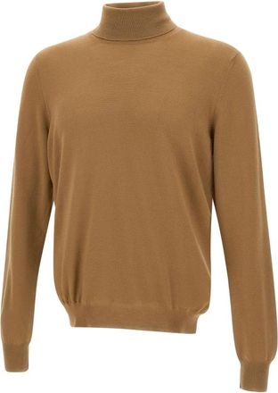 Gran Sasso Merino Wol Coltrui Trui Kameel - Heren - Coltruien - Bruin - L - Wol - Truien & Vesten