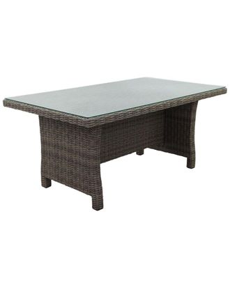 Courtyard Casual Capri Grey Chow Height 57In Rectangular Dining Table With Glass Top