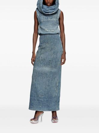 Diesel Womens Stylish Cotton-blend Denim Skirt - Light Grey - Size Small