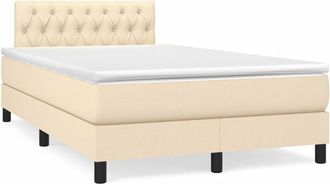 vidaXL Cama Box Spring Con Colch&oacute;n Y Luces Led Tela Crema 120x190 Cm Vidaxl