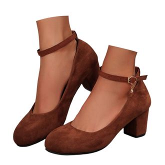 Generic Traditional Shoes Womens Elegant Comfortable Dirndl Shoes Wide Feet Shoes with High Block Heel Wild Leather Look Platform Shoes Classic Plain for Okto