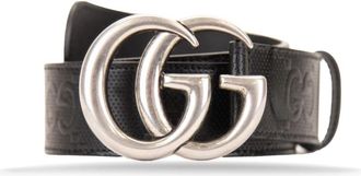 Gucci GG Interlock Embossed Belt - Heren - Riemen - Zwart - 65 CM - Leer - Accessoires