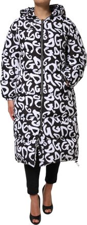 Dolce & Gabbana Womens Dg Mania Logo Puffer Down Jacket Black Polyester