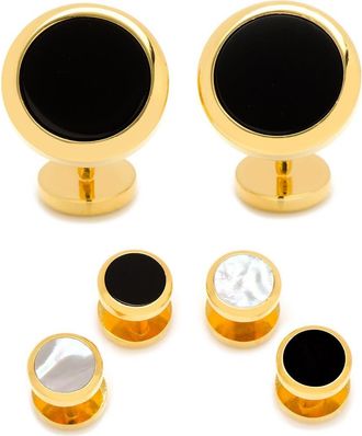 Cufflinks Inc. Ox and Bull Trading Co. Semi-Precious Cuff Links & Shirt Studs Set in Gold/Onyx at Nordstrom