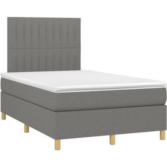 vidaXL Vidaxl - Cama Box Spring Con Colch&oacute;n Y Led Tela Marr&oacute;n Oscuro 120x190 Cm