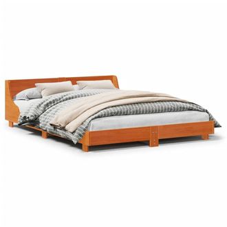 Berkfield Home Bed Frame without Mattress Wax Brown 120x200 cm Solid Wood Pine | Size: Small Double