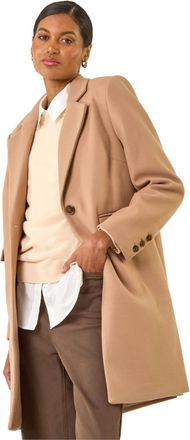 Roman Womens Tailored Single Breasted Coat - Camel - Size 18 UK