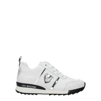 Love Moschino Witte Leren Lage Sneakers
