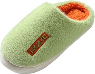 Generic Winter Cozy Winter Indoor Slippers for Women and Men with Thick Warm Sole Home Footwear Comfortable Shoes for Couples (Green, 6)