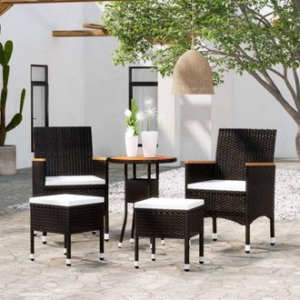 vidaXL Juego De Muebles De Jard&iacute;n De 5 Piezas Rat&aacute;n Sint&eacute;tico Negro Vidaxl