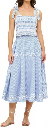 Oliphant Ella Smocked Top In Sconset Blue
