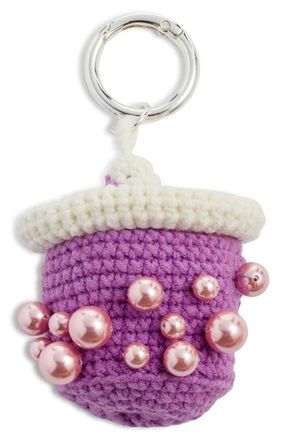 Chelsea28 Boba Tea Crochet Bag Charm in Purple Multi- Gold at Nordstrom