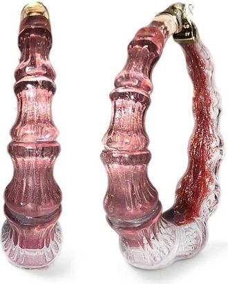 Gold & Honey Womens Bamboo Illusion Lucite Hoop Earrings In Cocoa