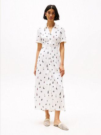 Tommy Hilfiger Print Cut Out Maxi Shirt Dress