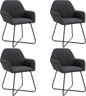 vidaXL Sillas De Comedor 4 Unidades Tela Negras