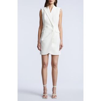 Bcbgmaxazria Sleeveless Draped Blazer Dress in White at Nordstrom Rack, Size 12