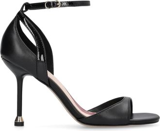 Liu Jo Nappa Leren Sandalen met Hak - Dames - Sandalen met hakken - Zwart - 39 EU - Leer - Schoenen