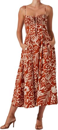 Astr Sarai Dress In Rust Cream Floral