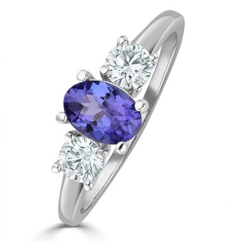 The Diamond Store Tanzanite 0.80ct And Lab Diamonds G/Vs 0.50ct Platinum Ring