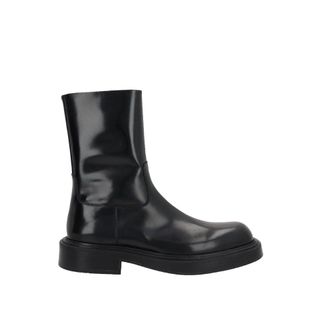 Ferragamo Black Calfskin Ankle Mens Boots