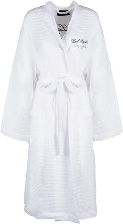 Karl Lagerfeld Hotel Wafel Badjas - Heren - Badjassen - Wit - XL - Katoen - Nachtkleding
