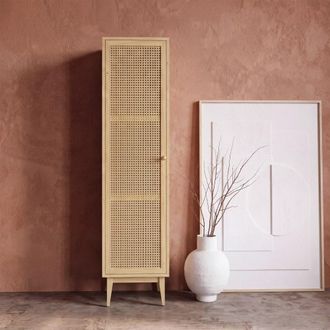 Maisons du monde Armario columna de 37 cm en chapa de pino y rat&aacute;n
