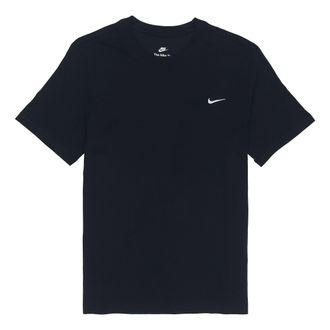 Nike Sportswear Solid Color Embroidered Logo Micro Mark Round Neck Casual Short Sleeve Black BV0508-010