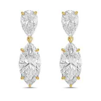 Diana M. Jewels 14KW YG 12.00 Ct TW of Lab grown pear and marquise shape diamond drop earrings