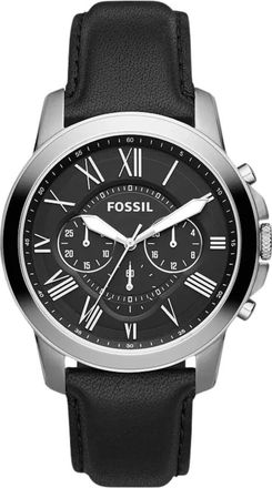 Fossil Accessoires, Heren, Grijs, ONE Size, Leer, Grant Chronograph