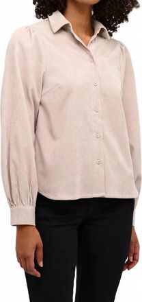 Kaffe Kahermine Velvet Voluminous Sleeve Shirt In Cream