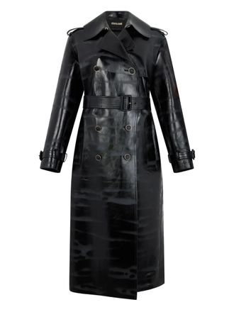 Roberto Cavalli belted leather trench coat - Black
