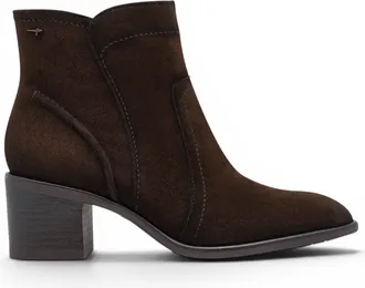 Tamaris Womens Mocca Brown Suede Leather Heeled Ankle Boots - 25313-47