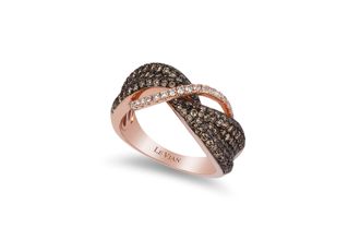 Le Vian Chocolatier Ring Chocolate Diamonds, Vanilla Diamonds set in 14K Strawberry Gold Ring Size 7 R16103BR