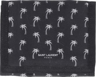 Saint Laurent Pre-owned Mens Palm Tree Tri-Fold Wallet in Black Nylon - One Size