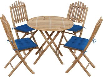 vidaXL Set De Comedor De Jard&iacute;n Plegable 5 Piezas Con Cojines Bamb&uacute; Vidaxl