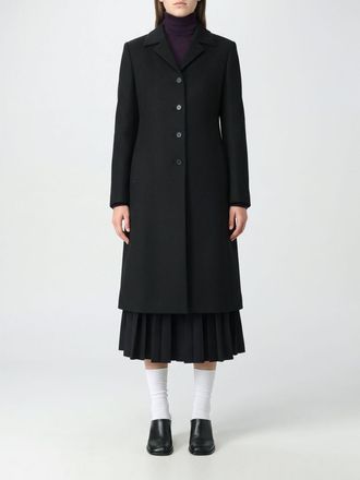 Jil Sander Single-Breasted Long Virgin Wool Coat with Lapel Collar