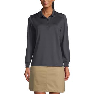 Lands End School Uniform Long Sleeve Rapid Dry Polo Shirt in Soapstone at Nordstrom, Size X-Large