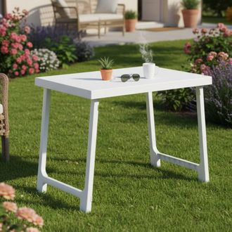Dmora Dmora Table De Camping Pliante Rectangulaire, Made In Italy, 81x56x63 Cm, Couleur Blanc