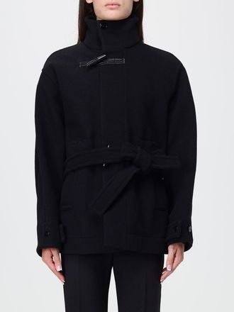 Christophe Lemaire Cappotto corto in pura lana nera con cintura e collo a imbuto