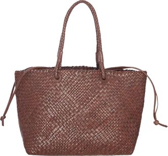 Ibeliv Chocolate Bazika Woven Leather Tote Bag