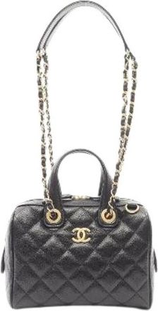 Chanel Pre-owned Matelasse Caviar 2way Boston Bag - Dames - Vintage Handtas - Zwart - ONE Size - Leer - Vintage