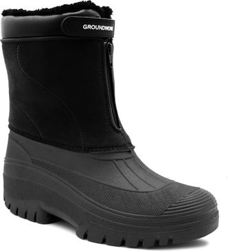 Generic Mens Thermal Snow Boots Mid Calf Winter Mucker Boot Warm Insulated Farm Yard Ground Work Mud Wellies Boots (Black, UK Footwear Size System, Adult, Men