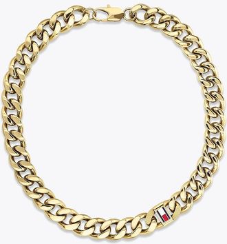 Tommy Hilfiger Mens Flag Accent Chain Necklace - Yellow