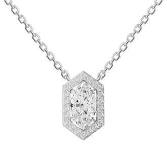 Diamond2Deal 14k White Gold 1.5 Carat Marquise Cut Lab Grown Diamond Pendant Necklace 18