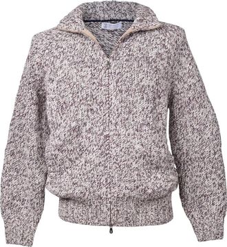 Brunello Cucinelli zip-front marl-knit cardigan - Red